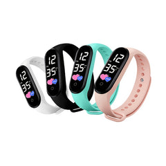 Student Touchscreen LED Sports Watch PVC Strap 24H Display School Outdoor