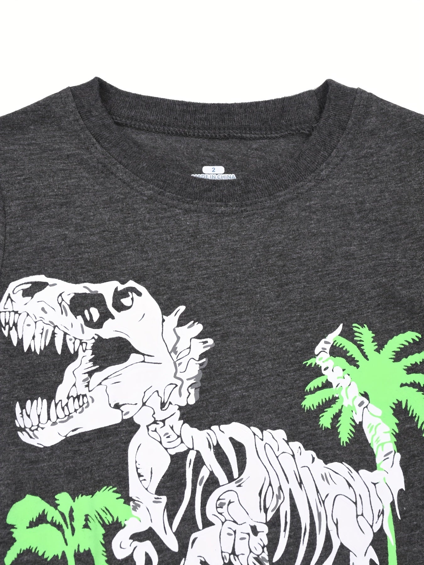 Boys Dino Skull Pajama Set Short Sleeves Crew Neck Homewear