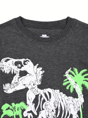 Boys Dino Skull Pajama Set Short Sleeves Crew Neck Homewear