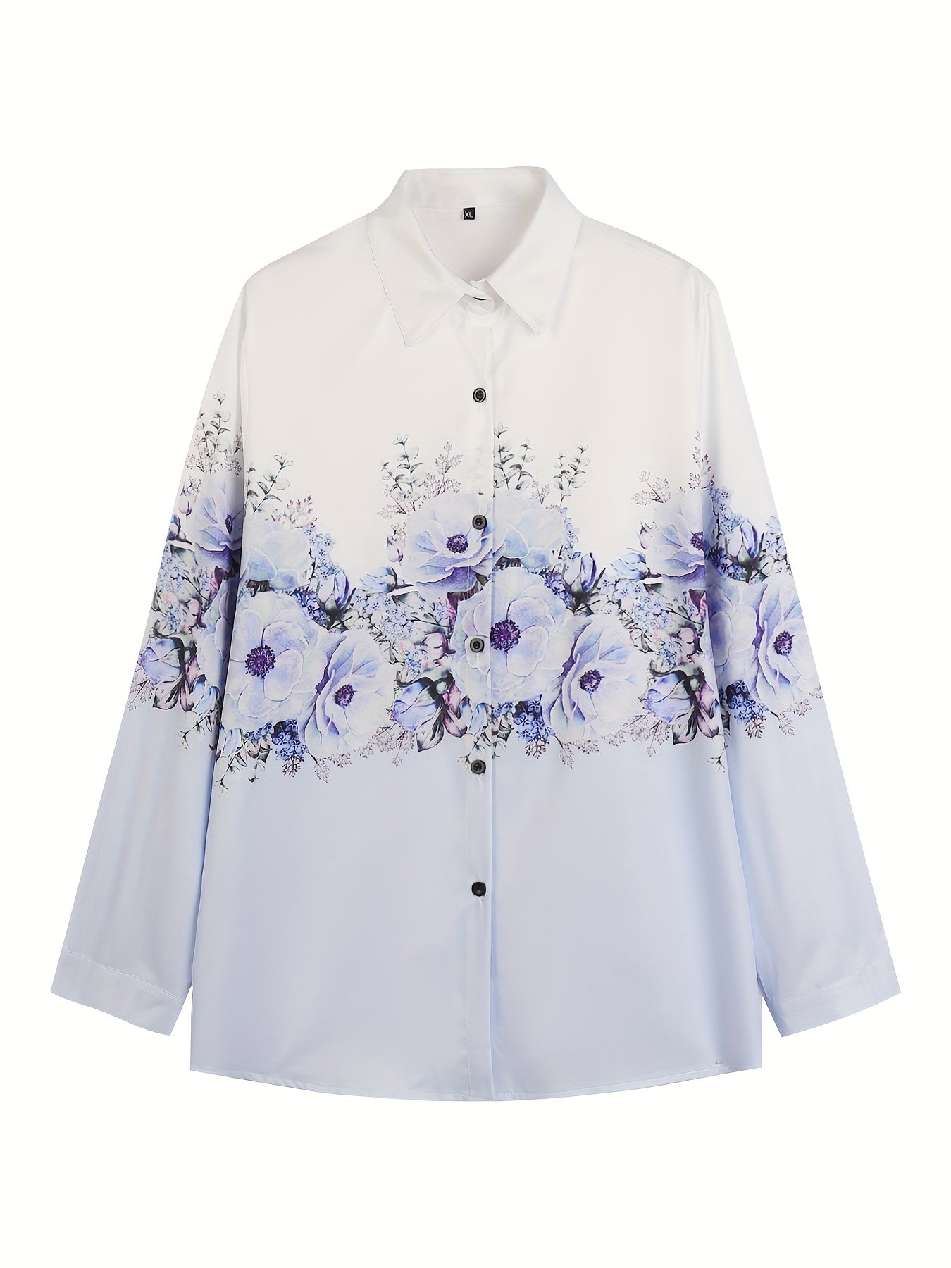 Colorblock Floral Print Button Up Blouse