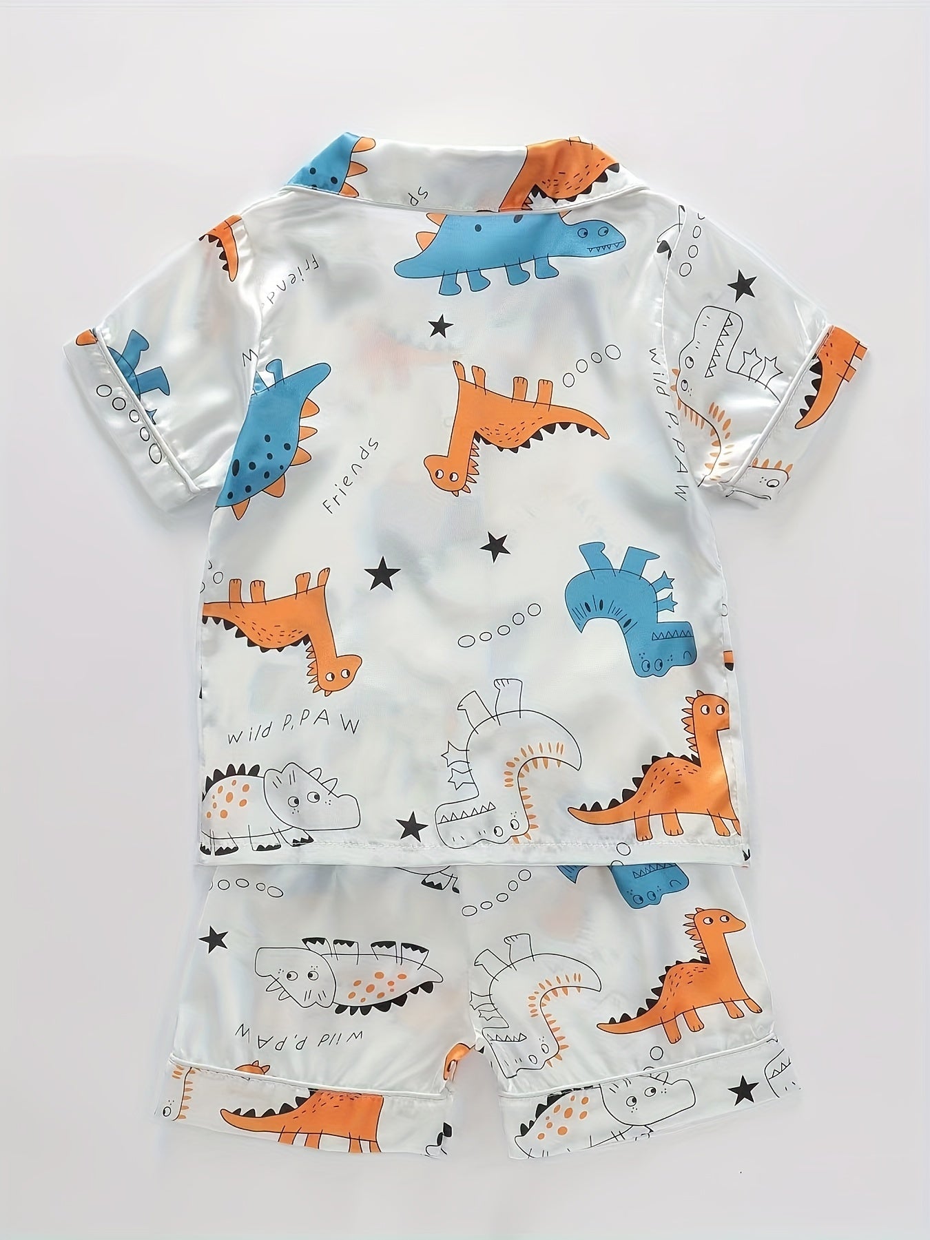 Boys Dinosaur Pajama Set Short Sleeves & Bottoms Cozy Homewear