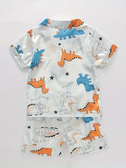 Boys Dinosaur Pajama Set Short Sleeves & Bottoms Cozy Homewear