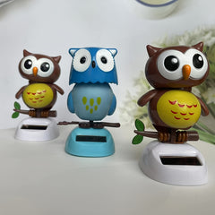 Solar Swing Owl Moving Head Doll Car Ornament Cartoon Gift Toy