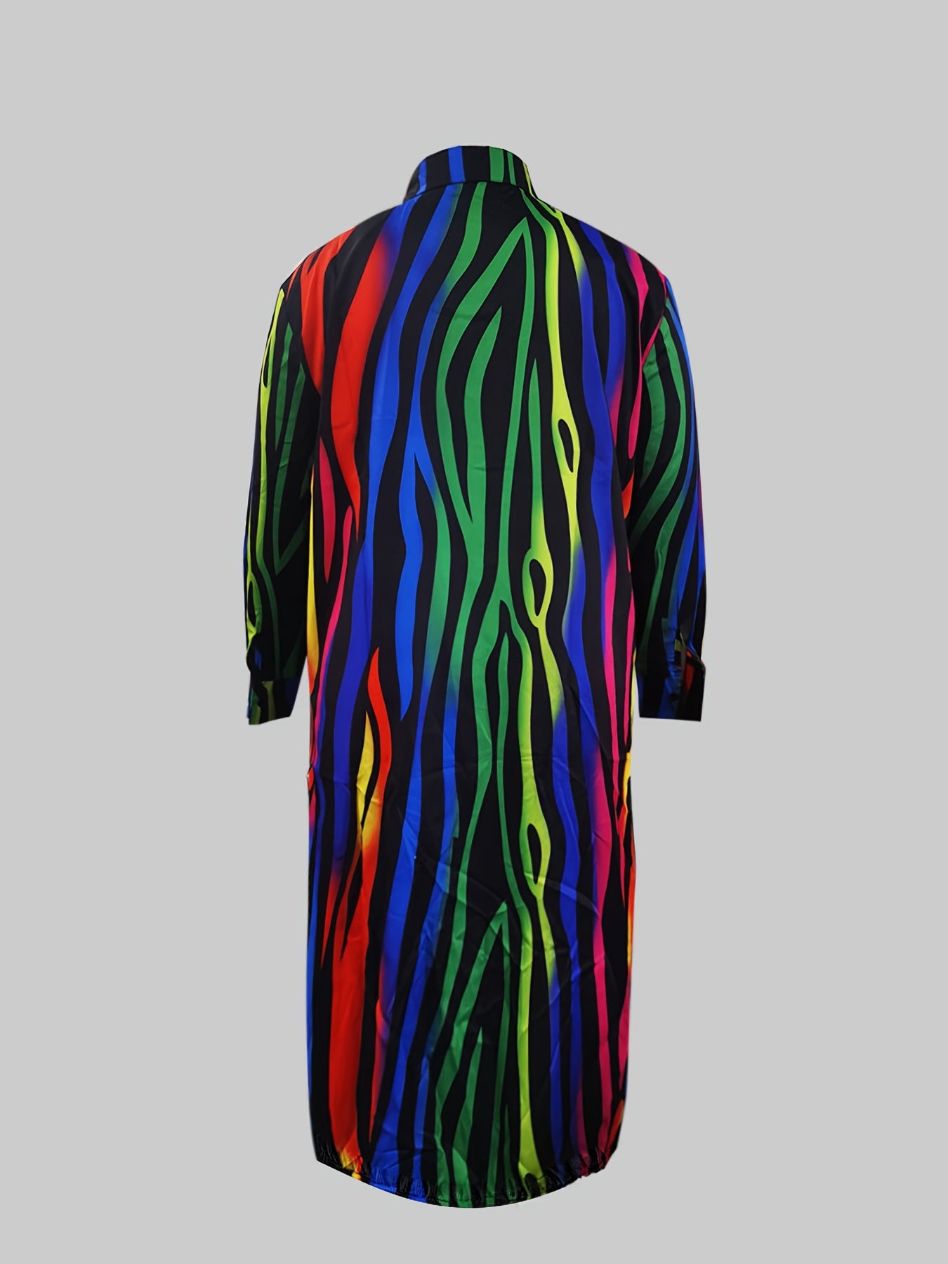 Ombre Stripe Long Sleeve Shirt Dress