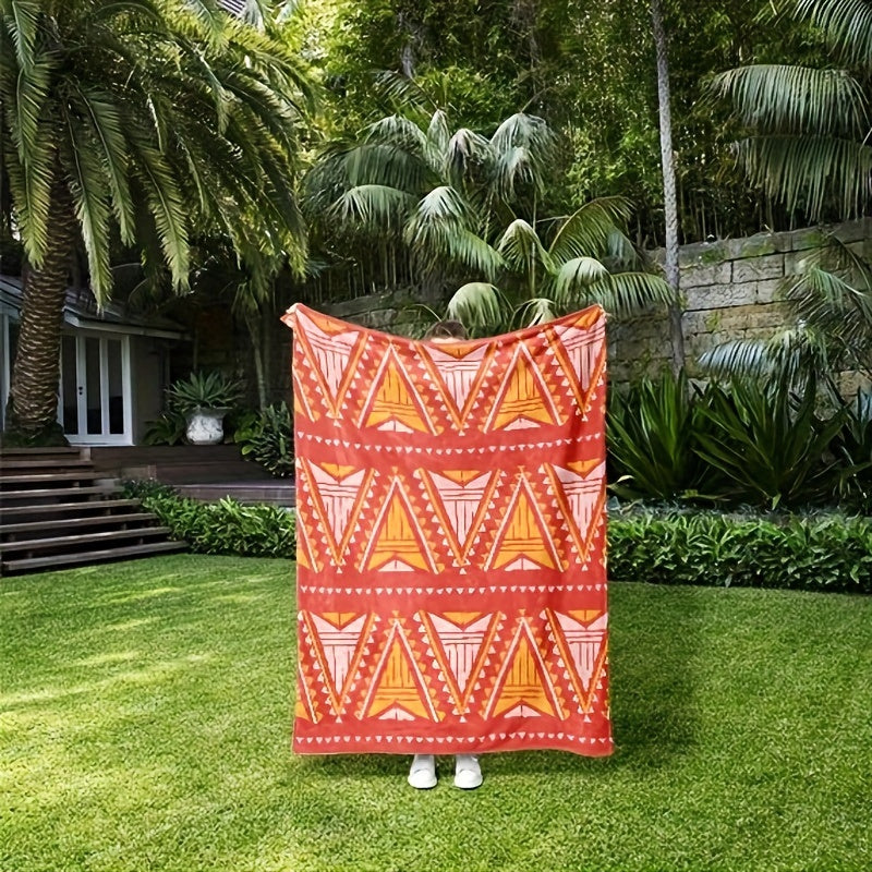 Bohemian Print Flannel Blanket Soft Warm Throw Blanket for Home Office Camping