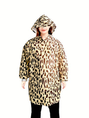 Leopard Pattern Fleece Lined Hooded TV Blanket