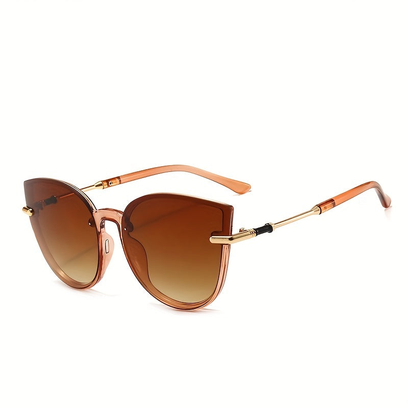 Cat Eye Sunglasses Mod Gradient Lens Metal Temple Glasses UV400