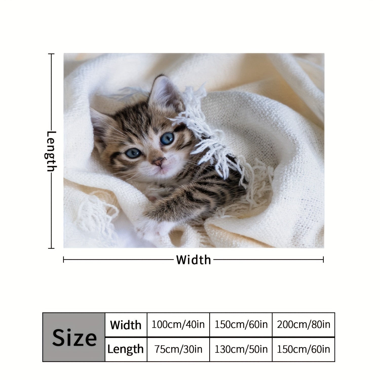 Kitten Blanket Warm Flannel Soft Plush Blanket For Outdoor Travel