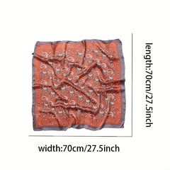 Paisley Print Satin Square Scarf Neckerchief Head Wrap Hair Accessory