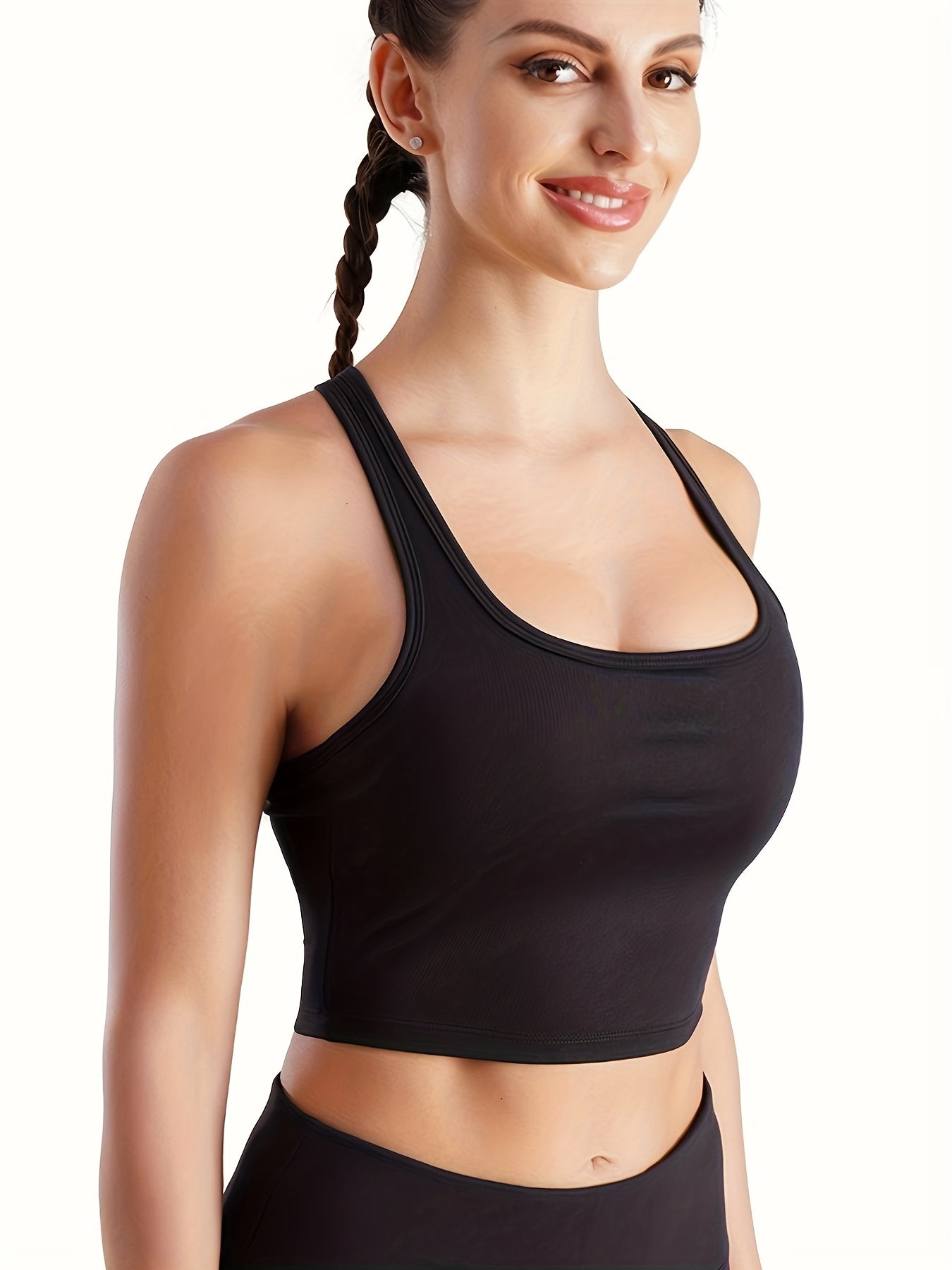 Strappy Racerback Yoga Sports Bra Crop Top Camisole Medium Impact Workout Bra
