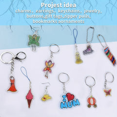 132pcs Shrink Plastic Sheets & Keychain Charms Kit