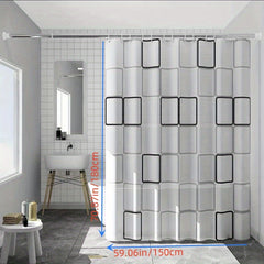 Small Checkered PEVA Shower Curtain Waterproof Bath Curtain
