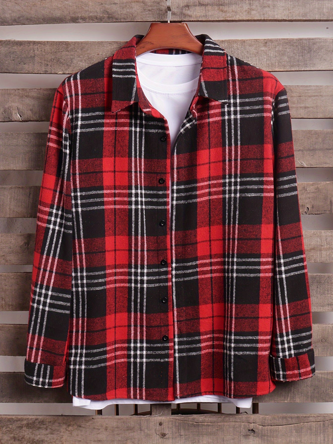Men's Plaid Long Sleeve Shirt for Spring Autumn