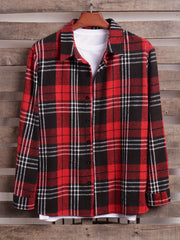 Men's Plaid Long Sleeve Shirt for Spring Autumn