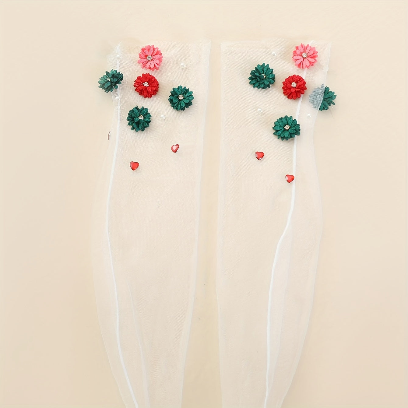 Flower Applique Socks Mid Tube Stockings