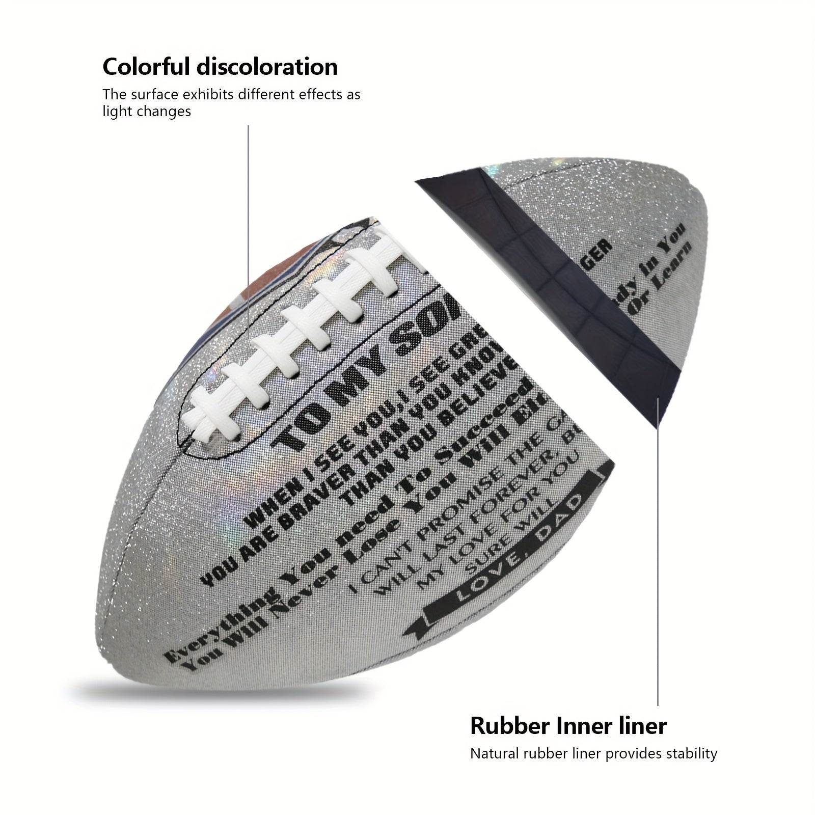 Engraved Glitter American Football Size 9 Football Training Equipment From Dad