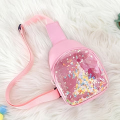 Girls Sequin Waist Bag Cute Zipper Crossbody Bag