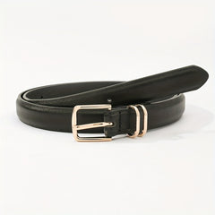 Square Pin Buckle Belt PU Leather Thin Belt Casual Pants Belt Dress Girdle