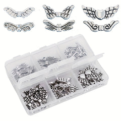 60pcs Angel Wing Beads DIY Jewelry Findings in Storage Box