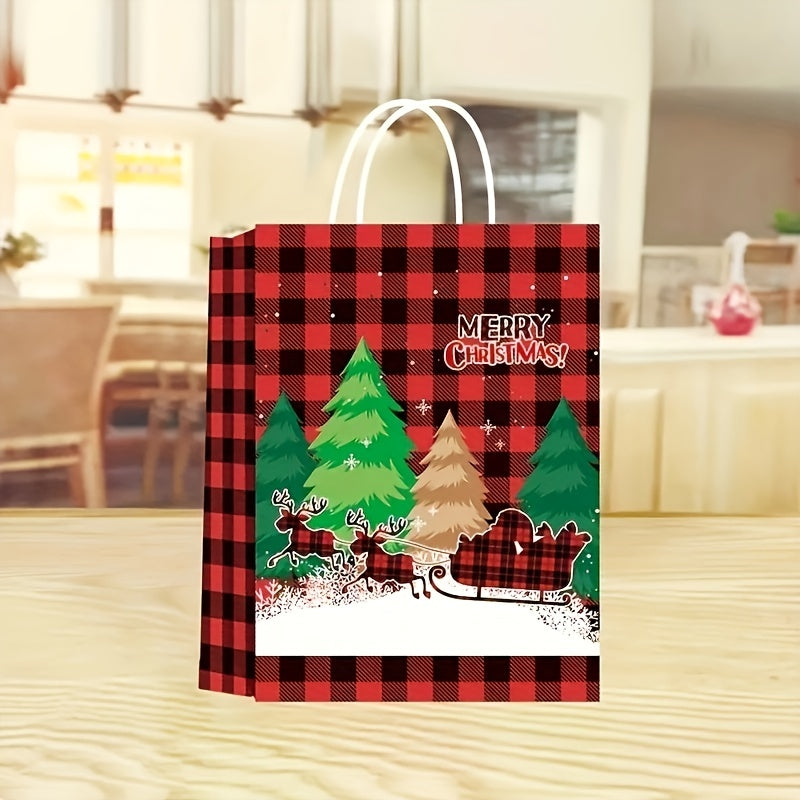4pcs Christmas Gift Bags Craft Paper with Handles Party Favor Supplies