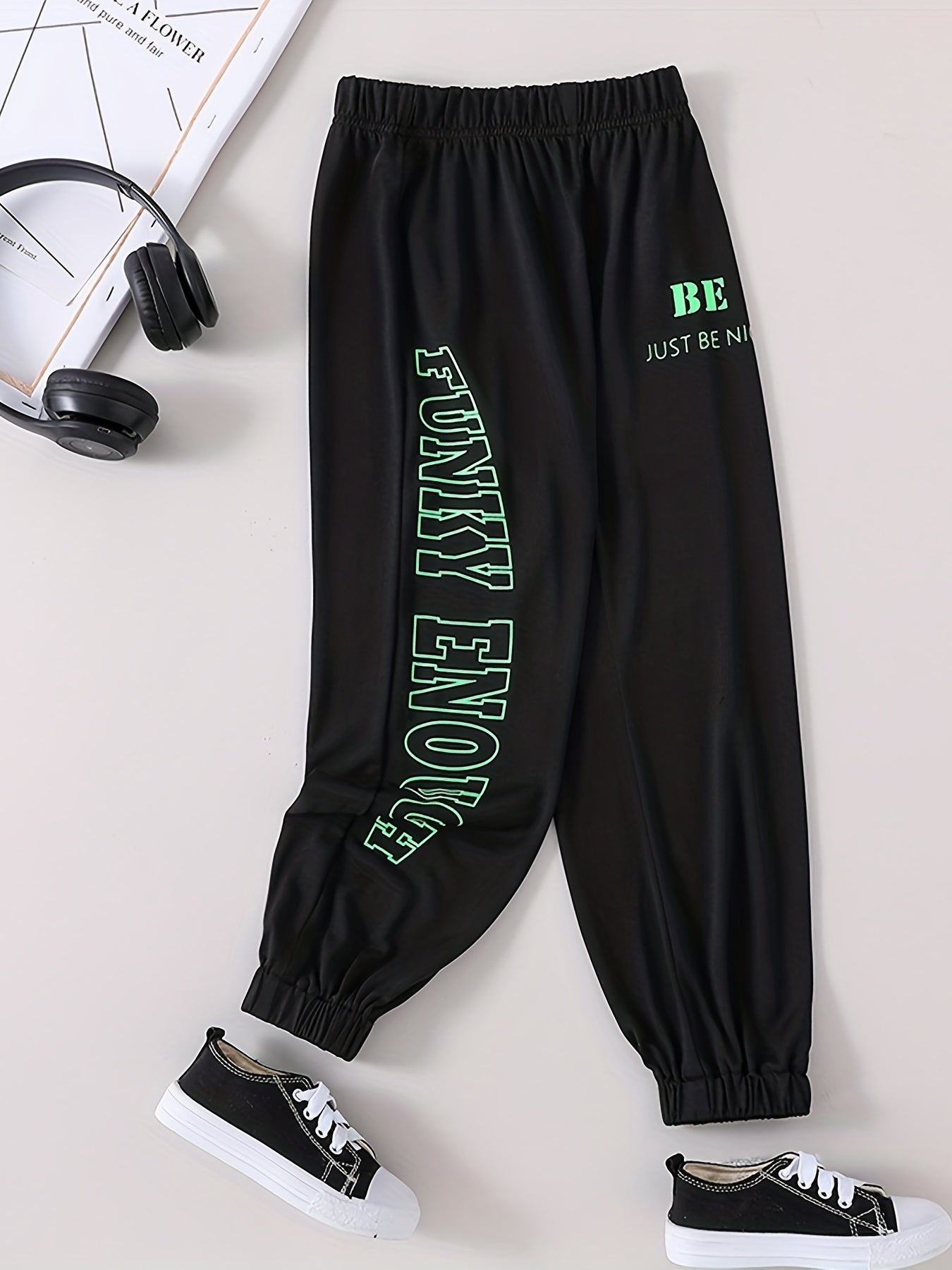 Toddler Boys Letter ENOUGH Graphic Jogger Pants