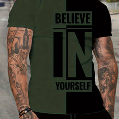 Men's Believe In Yourself Print T shirt Casual Comfy 3D Print Tee Men's Clothing