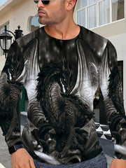 Dragon 3D Print Men's Long Sleeve T-shirt for Autumn