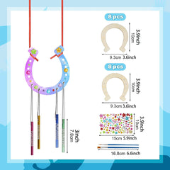 16pcs Kids DIY Wind Chime Kit w/ Stickers Horseshoe Art Crafts Boys Girls Gift