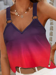 Gradient Sleeveless Loose Cami Top Sexy Summer Stylish Comfy Cami Top