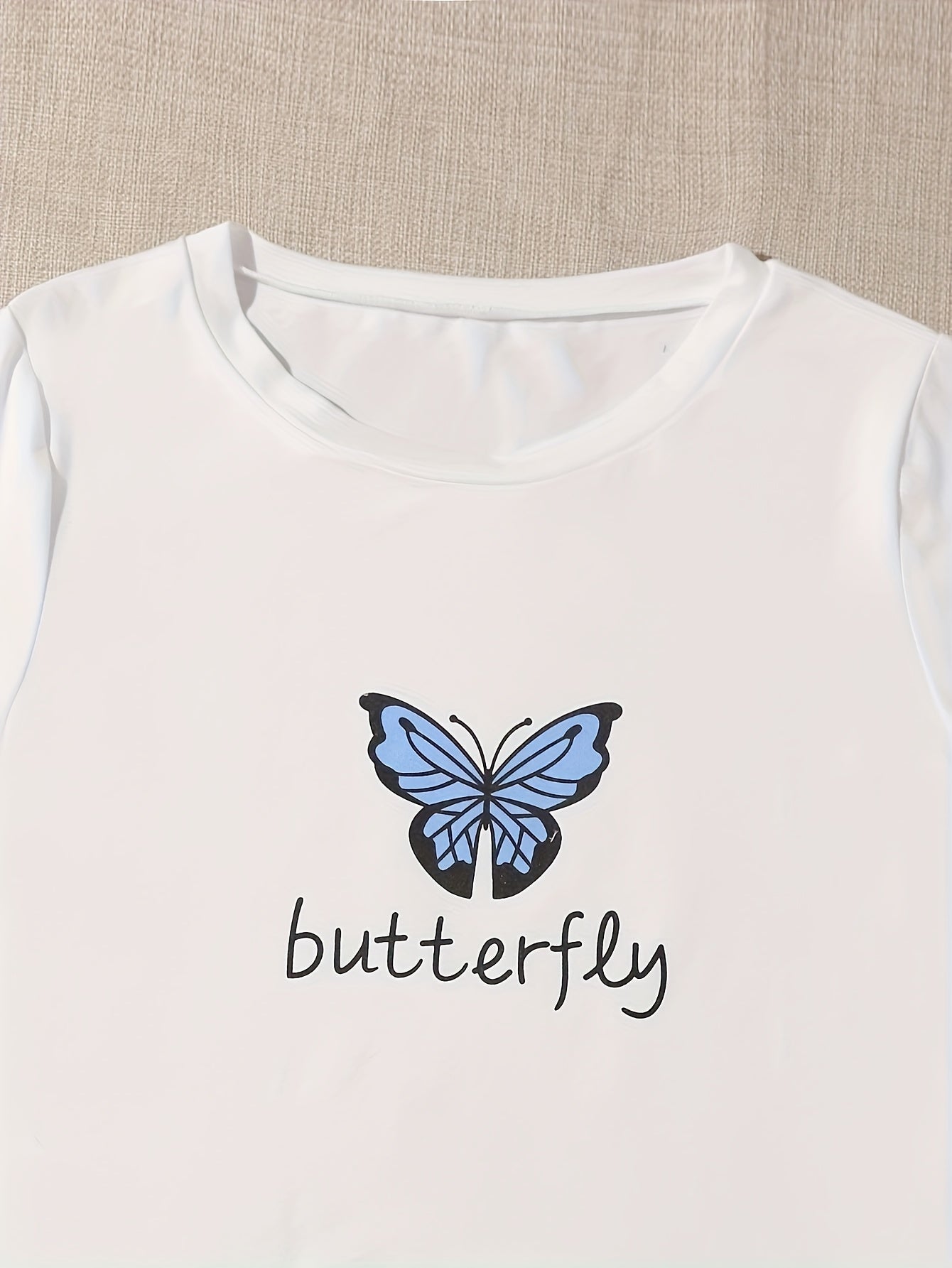 Butterfly Print 3pc Pajama Set Round Neck Cami Top Shorts Pants
