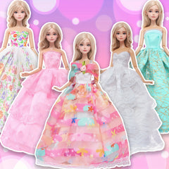 Pink Lace Print Dress Wedding Gown for 11/8 Inch Doll