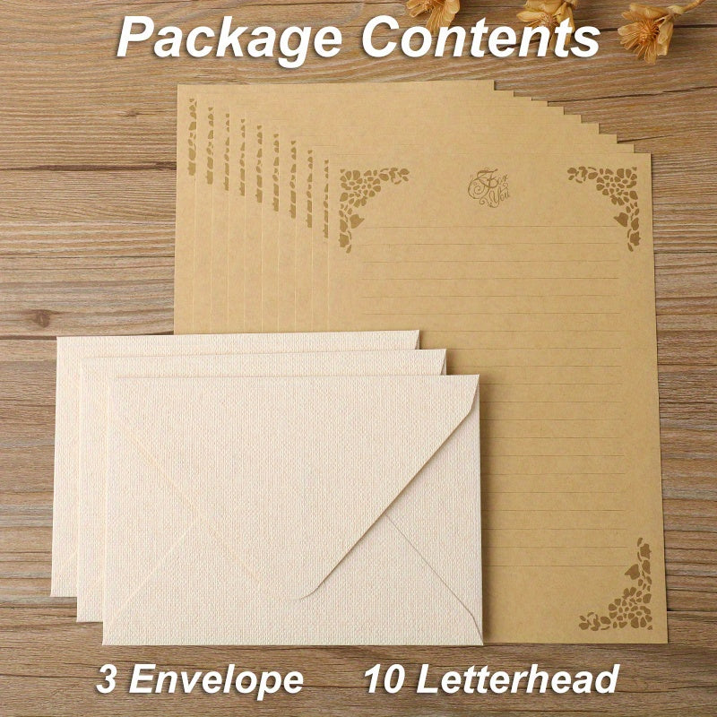 Vintage Stationery Set: 6 Burlap Envelopes & 10 Writing Papers