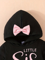 Baby Girls Bow Hooded Sweatshirt Trousers Set