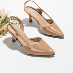 Pointed Toe Stiletto Slingback High Heels Patent Leather Sandals