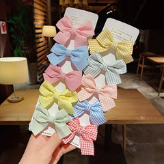5-Piece Plaid Floral Polka Dot Hair Clips for Baby Girls