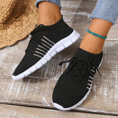Mesh Breathable Woven Shoes Lace Up Walking Shoes