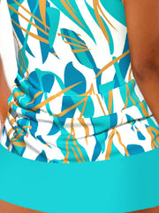 Plus Size Vacay Tankini Set Women's Plus Print Top & Skirt Swimsuit 2 Piece Set