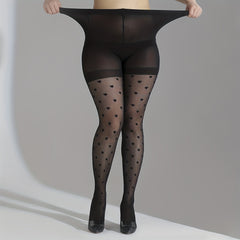 Heart Print High Rise Pantyhose for 0XL 2XL Women Plus