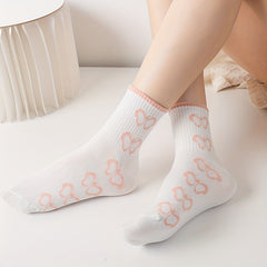 5 Pairs Floral & Plaid Print Socks for Women