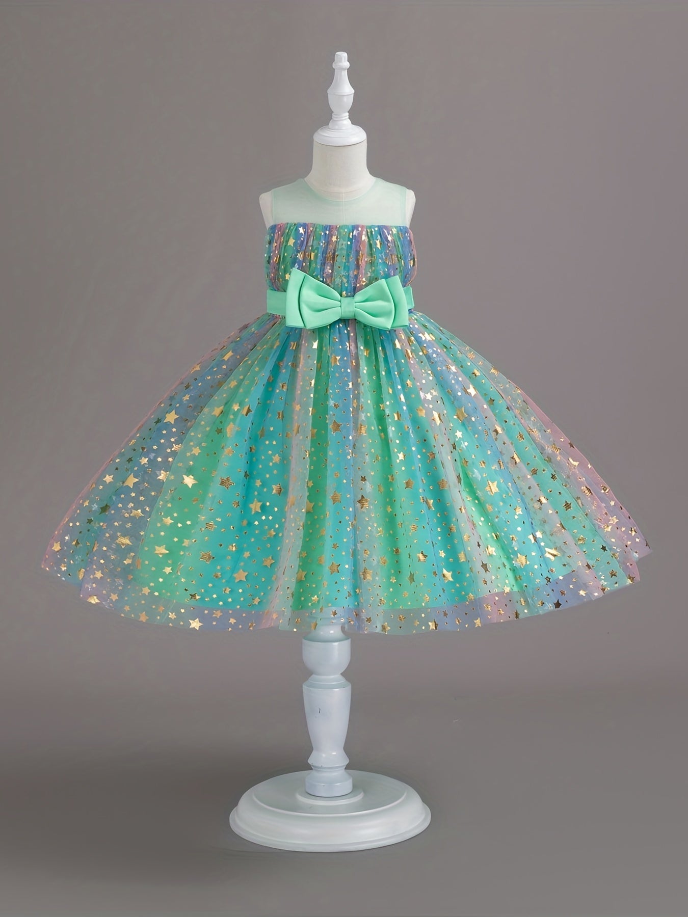 Kid Girls Rainbow Sequin Star Tutu Dress Sleeveless