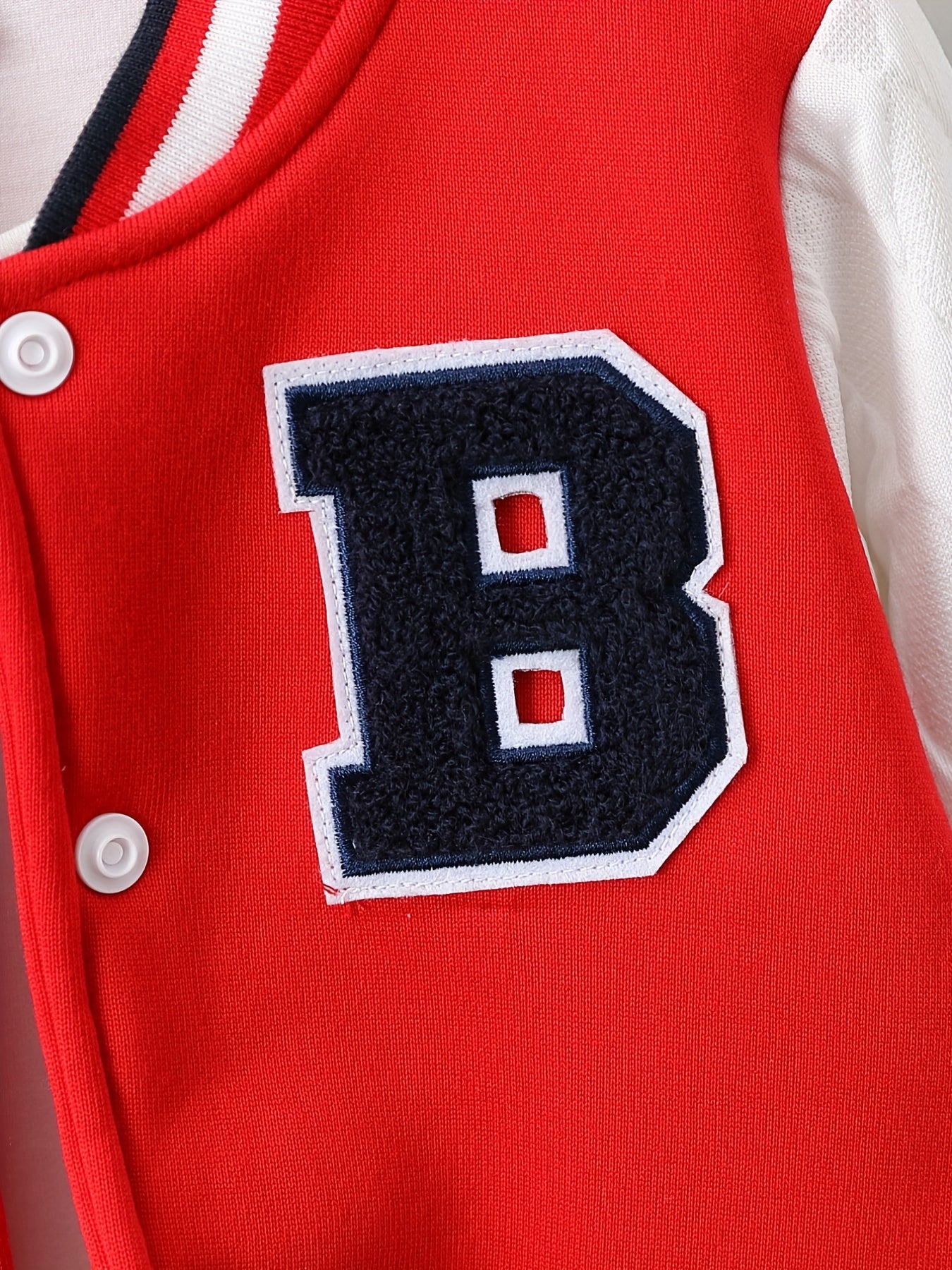 Boys Casual Letter Print Fleece Baseball Jacket