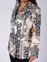 Women's Allover Print Double Breast Button Blazer