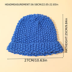 Warm Oversized Knit Beanie Bucket Hat Crochet Solid Cap Women Girls