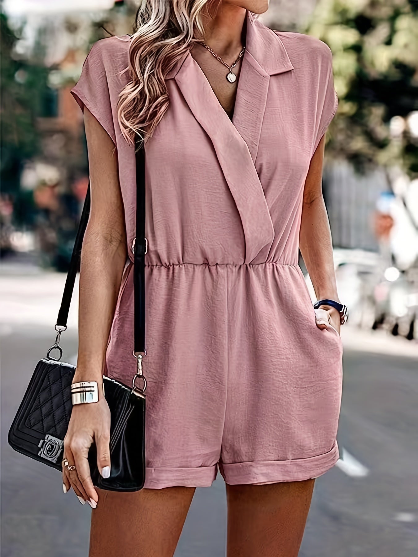 Casual V Neck Romper Jumpsuit