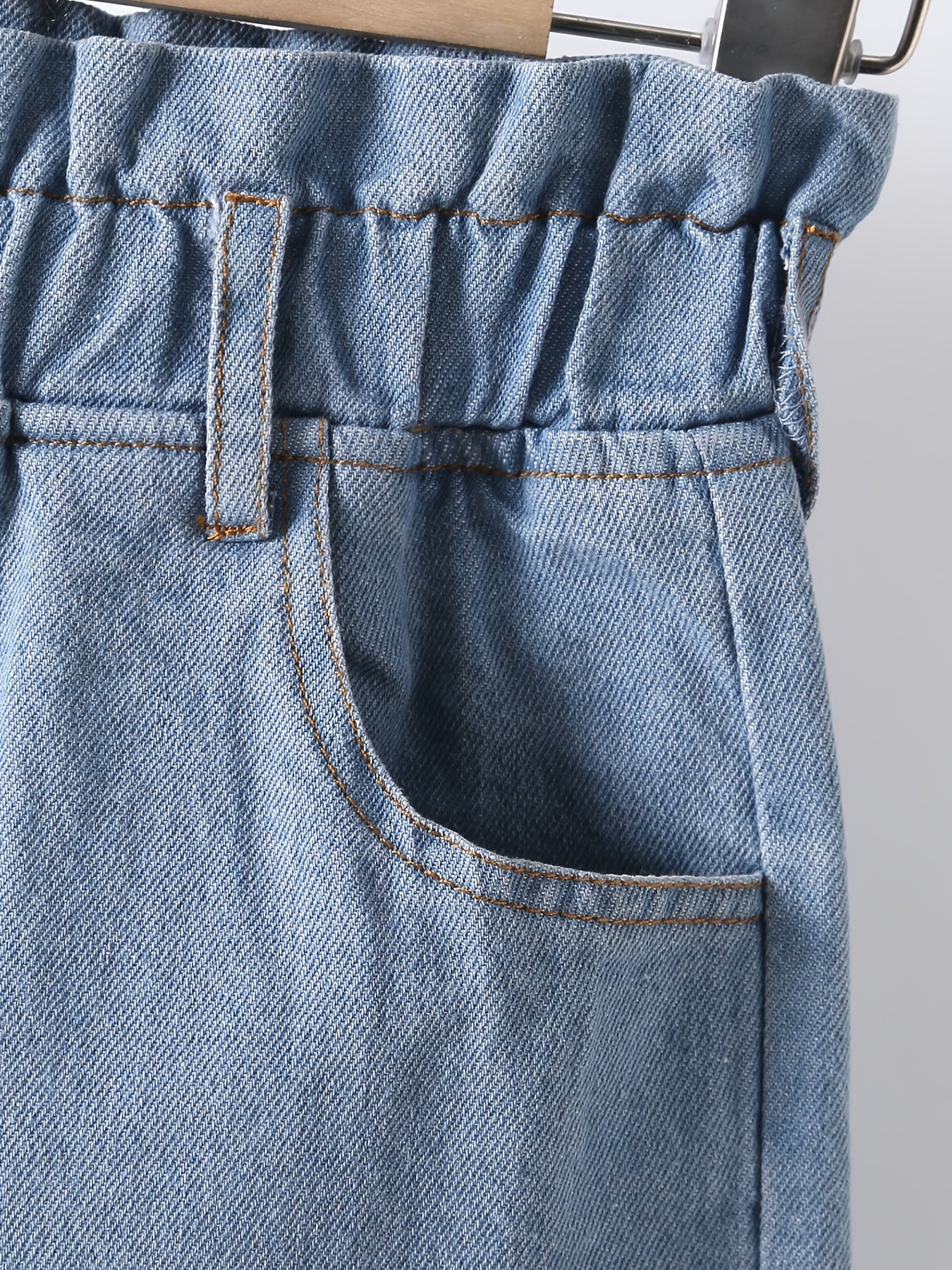 Toddler Girls Cartoon Paperbag Waist Jeans Kids Spring Summer Casual