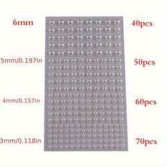 220pcs Self Adhesive Hair Pearls Stickers Mix for DIY Crafts