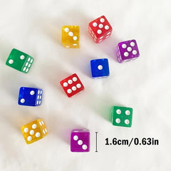 50pcs 16mm Transparent Square Corner Dice 6 Sided Game Acrylic Dice