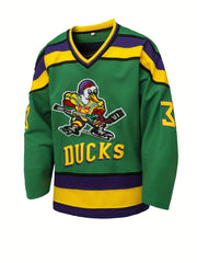 Men's Green Ducks Embroidery Hockey Jersey
