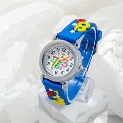 Kids Digital Quartz Watch - Cute Number Pointer Wristwatch