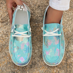 Women's Sequins Slip On Sneakers Low Round Toe Lightweight Flat Shoes